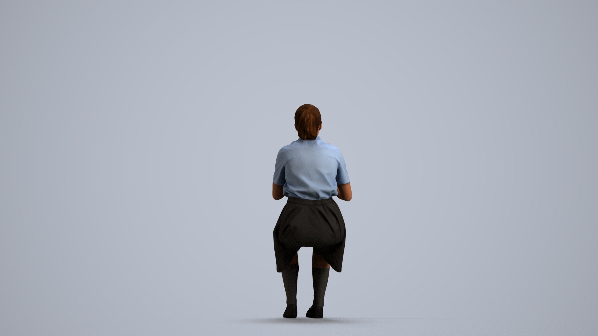 3D people model girl kids, scanned human for 3ds Max rendering, front view render