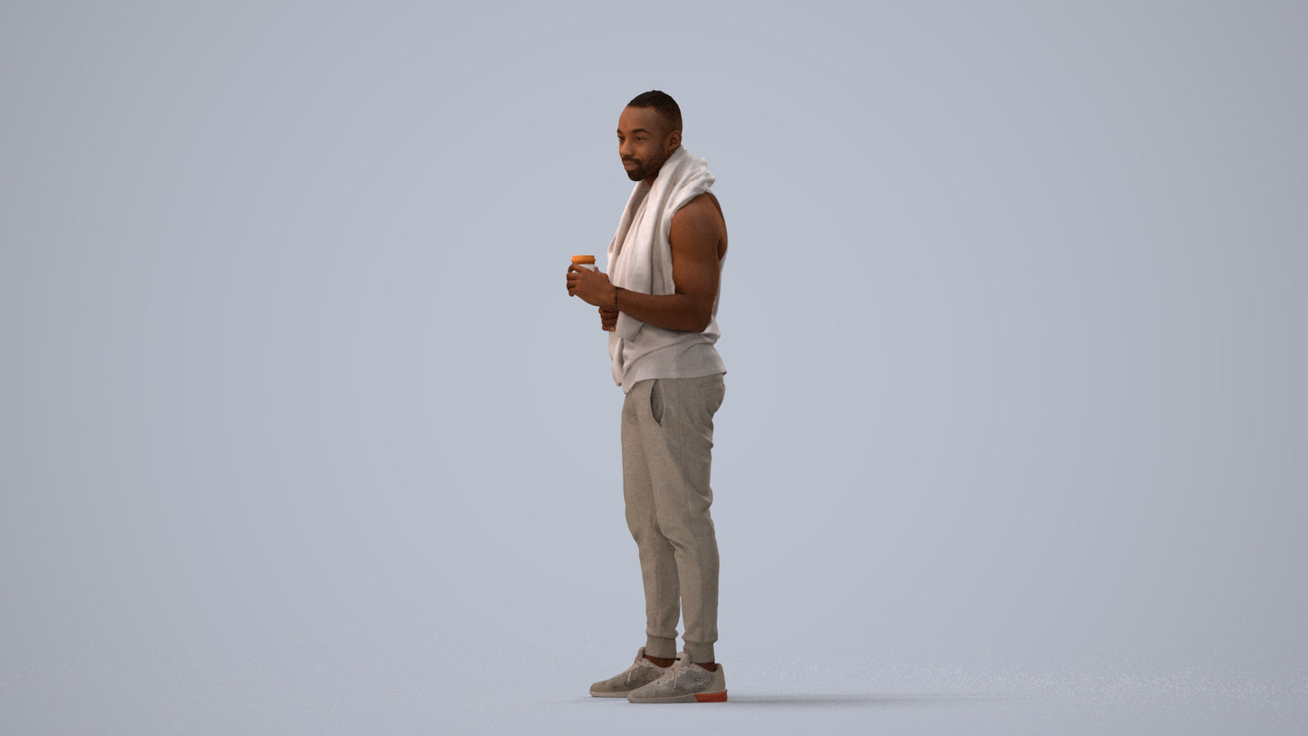 realistic 3D people man casual sport, render-ready for V-Ray and Corona, FBX OBJ, three-quarter view render