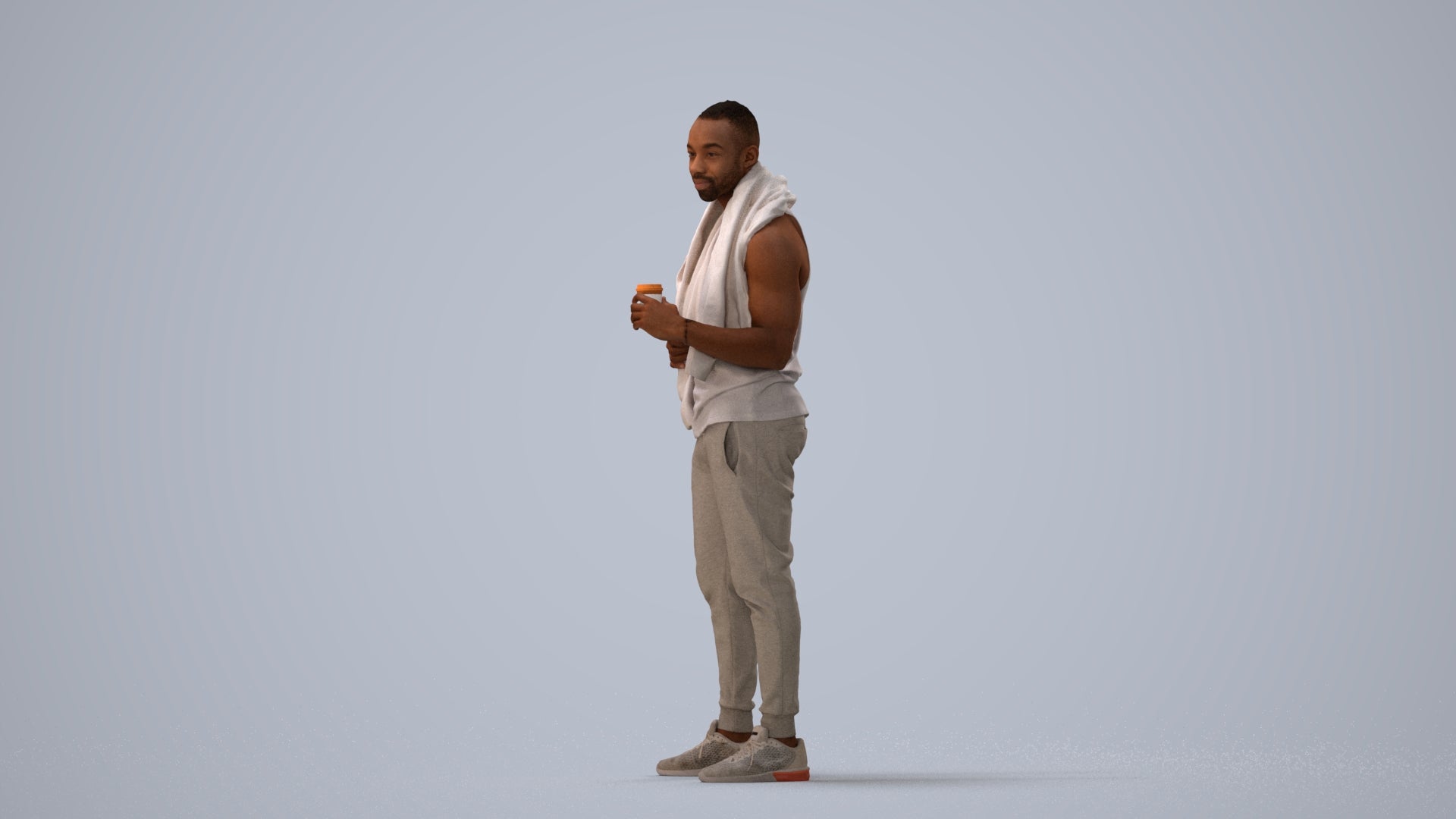 realistic 3D people man casual sport, render-ready for V-Ray and Corona, FBX OBJ, three-quarter view render