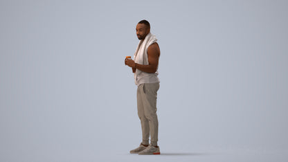 realistic 3D people man casual sport, render-ready for V-Ray and Corona, FBX OBJ, three-quarter view render