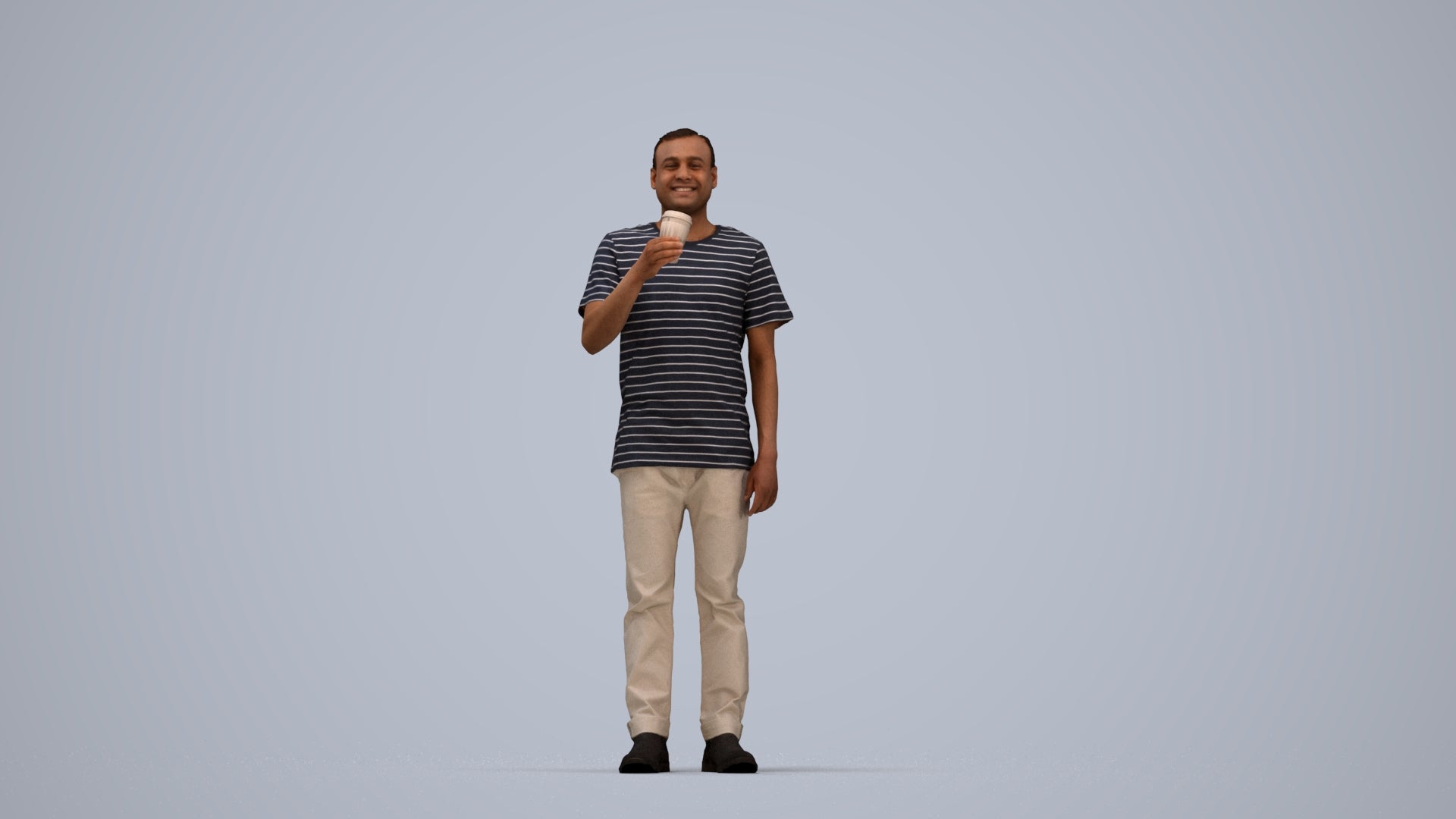 realistic 3D people man casual standing, render-ready for V-Ray and Corona, FBX OBJ, top-down view render