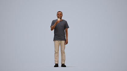 realistic 3D people man casual standing, render-ready for V-Ray and Corona, FBX OBJ, top-down view render