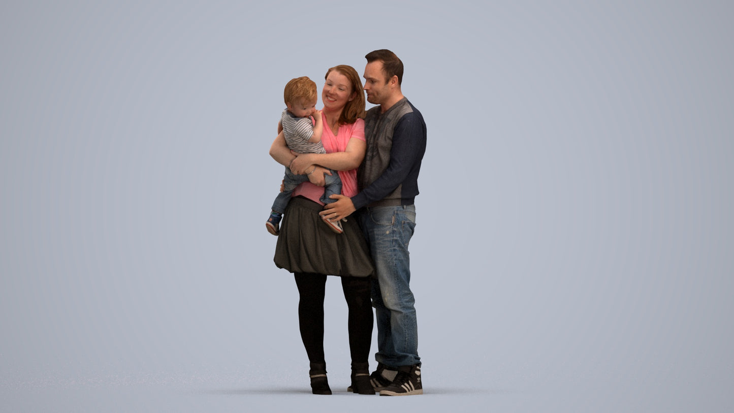 realistic 3D people girl casual standing, render-ready for V-Ray and Corona, FBX OBJ, standing pose render