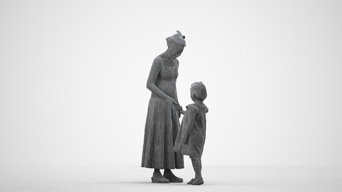 realistic 3D girl casual kids, scanned archviz people for Blender and 3ds Max, wireframe side view