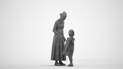 realistic 3D girl casual kids, scanned archviz people for Blender and 3ds Max, wireframe side view