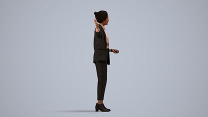 photogrammetry 3D woman business, realistic human model archviz FBX, side view render