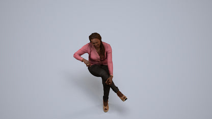 3D people model woman casual sitting, scanned human for 3ds Max rendering, back view render