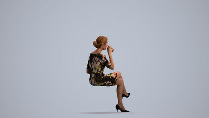 realistic 3D people woman casual sitting, render-ready for V-Ray and Corona, FBX OBJ, front view render