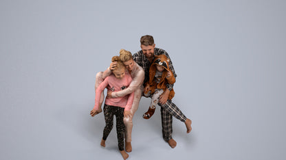 3D people model girl kids, scanned human for 3ds Max rendering, back view render