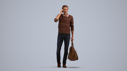 photogrammetry 3D man casual standing, realistic human model archviz FBX, standing pose render