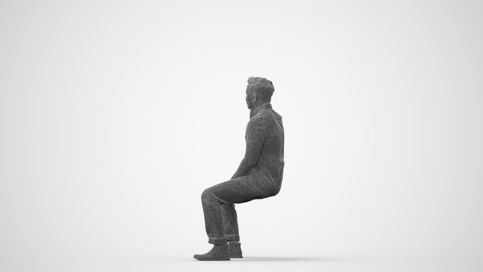 3D human model man business, photogrammetry scanned person for archviz, square thumbnail