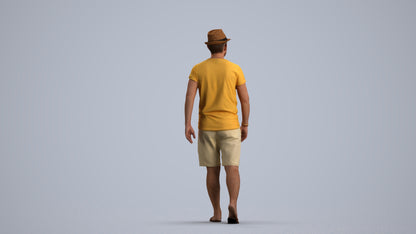 3D people model man casual walking, scanned human for 3ds Max rendering, front view render