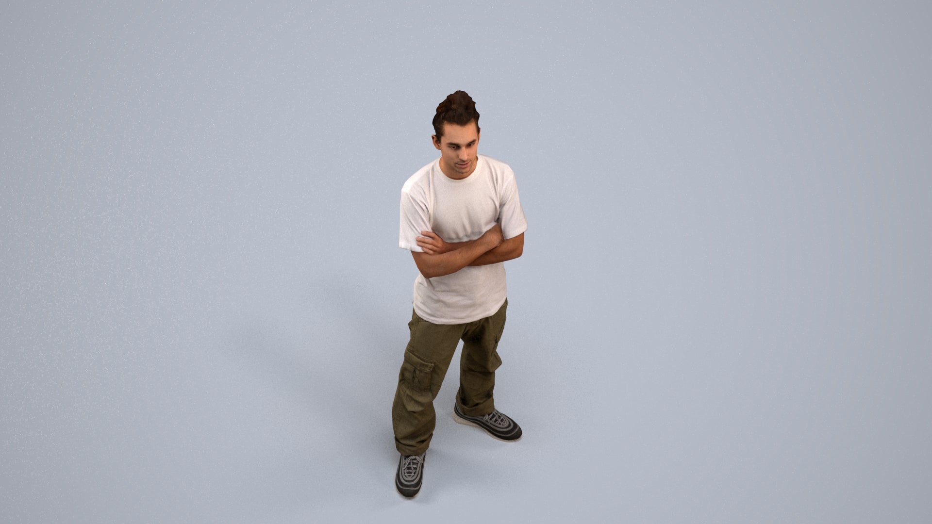 realistic 3D man casual standing, scanned archviz people for Blender and 3ds Max, back view render