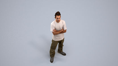 realistic 3D man casual standing, scanned archviz people for Blender and 3ds Max, back view render
