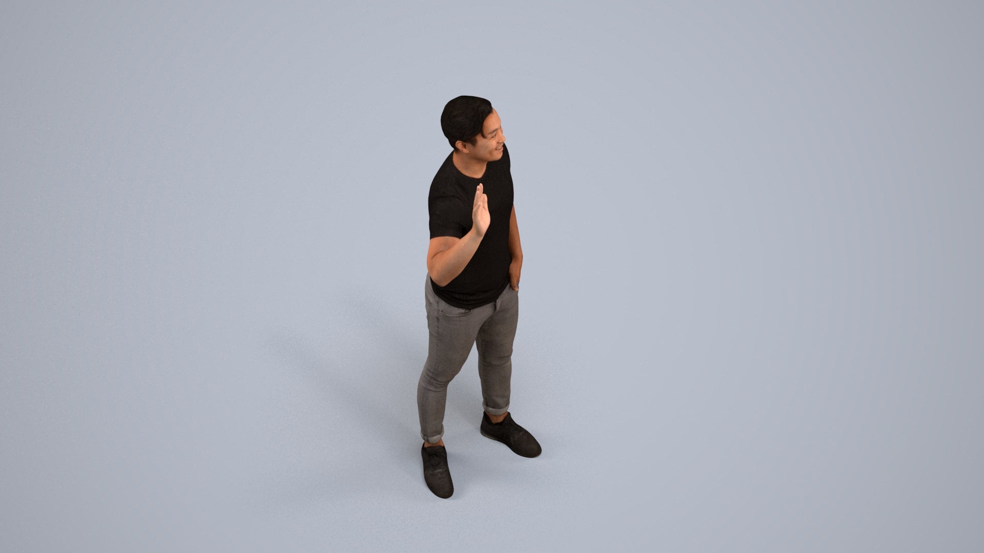 scanned 3D man casual standing, photogrammetry people for Enscape and V-Ray, back view render