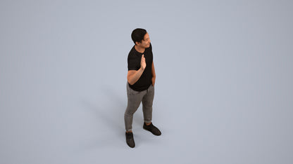 scanned 3D man casual standing, photogrammetry people for Enscape and V-Ray, back view render