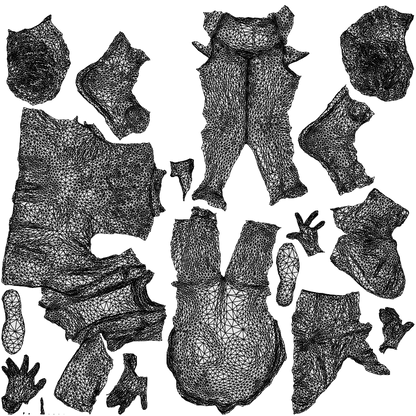 realistic 3D people senior woman business sitting, render-ready for V-Ray and Corona, FBX OBJ, wireframe top-down view