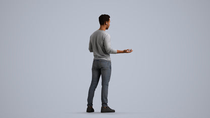realistic 3D man casual standing, scanned archviz people for Blender and 3ds Max, front view render