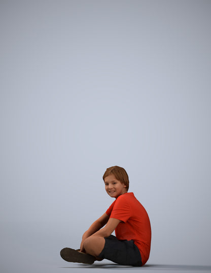 3D human model boy casual kids, photogrammetry scanned person for archviz