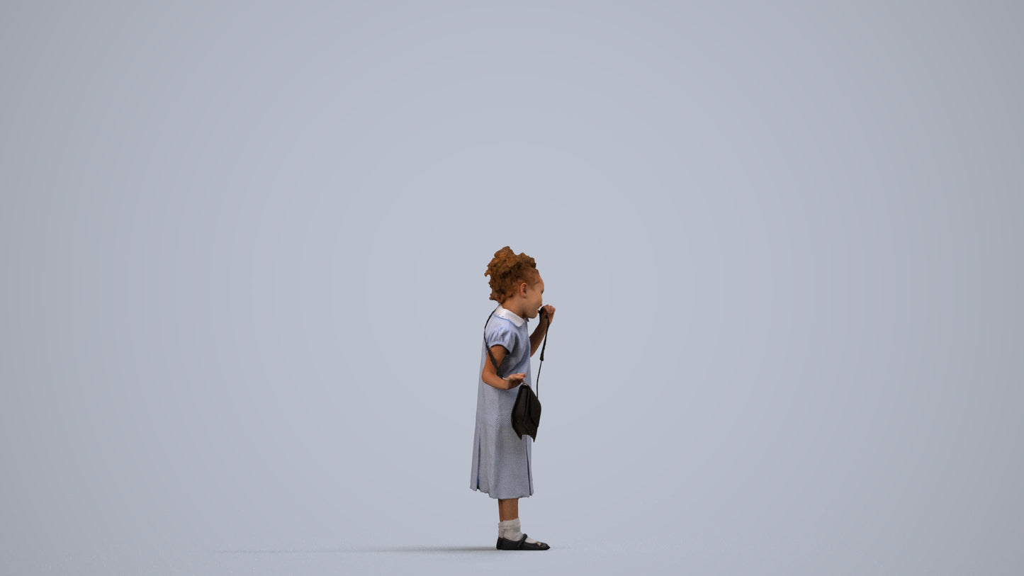scanned 3D girl casual kids, photogrammetry people for Enscape and V-Ray, side view render