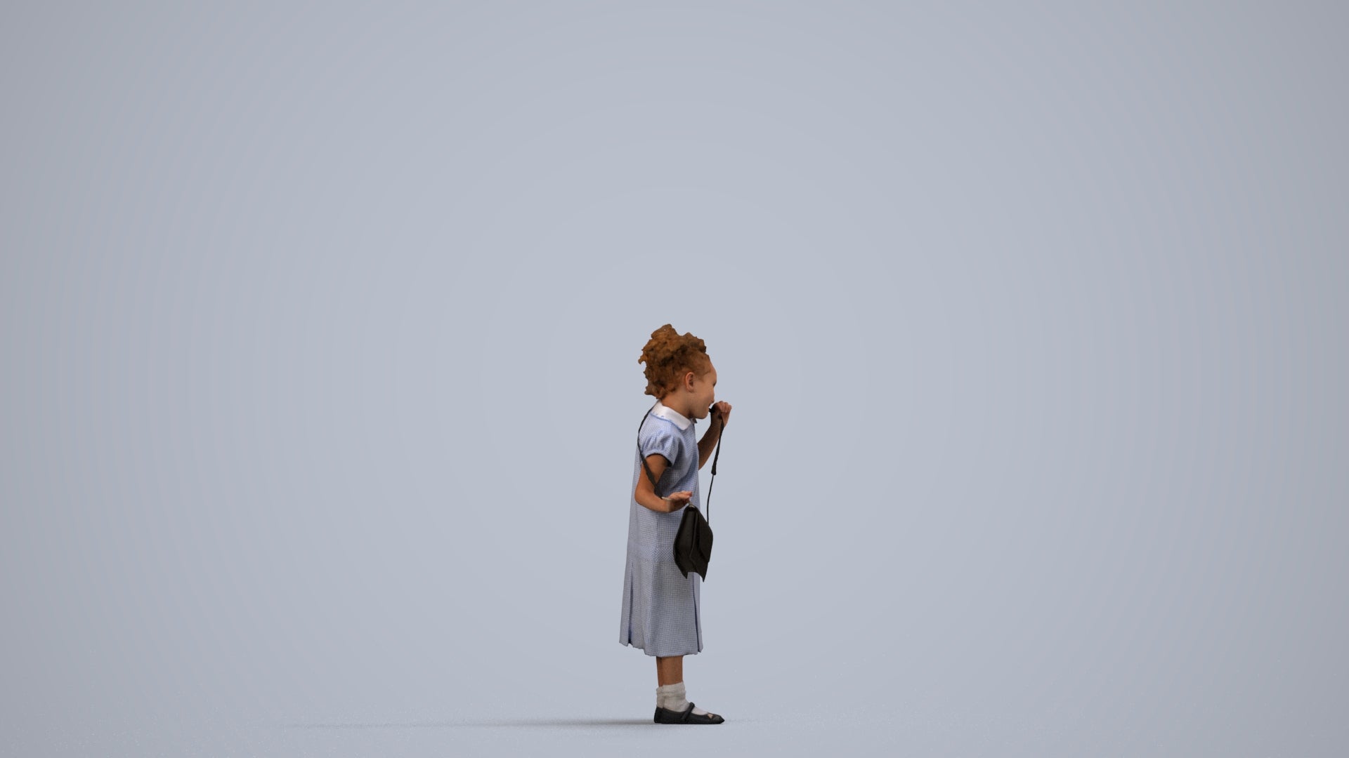 scanned 3D girl casual kids, photogrammetry people for Enscape and V-Ray, side view render