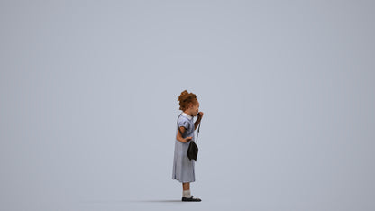 scanned 3D girl casual kids, photogrammetry people for Enscape and V-Ray, side view render