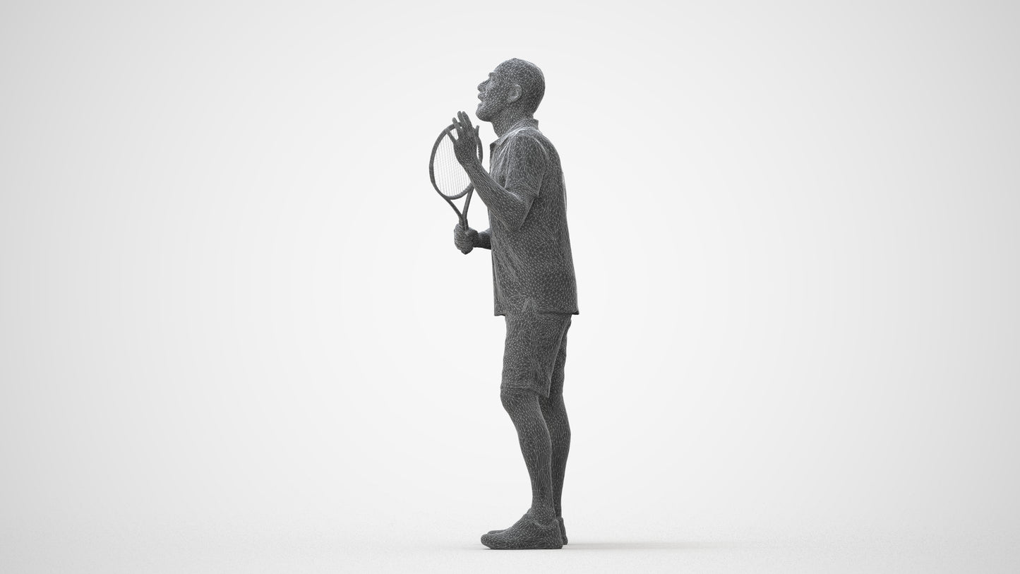 3D human model senior man sport, photogrammetry scanned person for archviz, square thumbnail