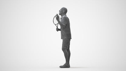3D human model senior man sport, photogrammetry scanned person for archviz, square thumbnail