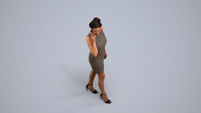 photogrammetry 3D woman casual walking, realistic human model archviz FBX, back view render