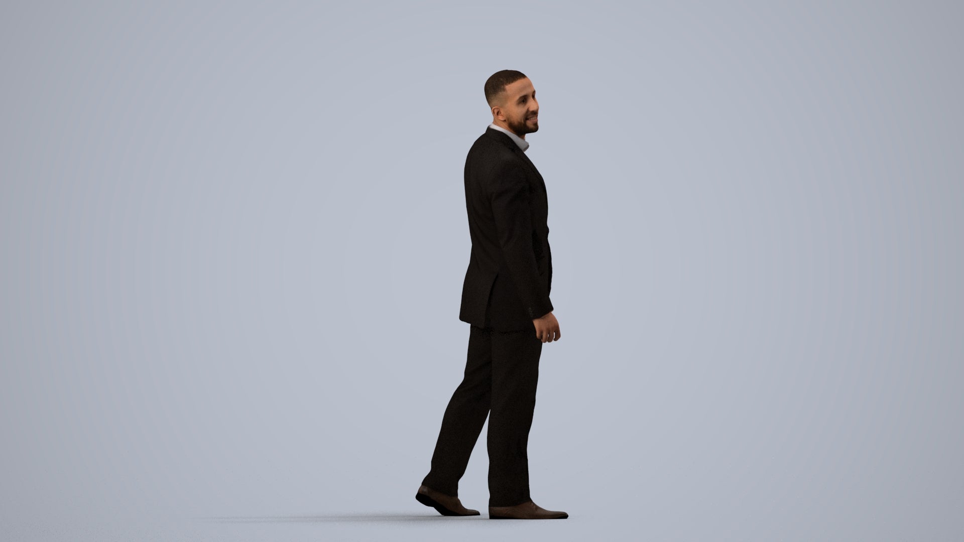 photogrammetry 3D man business, realistic human model archviz FBX, side view render