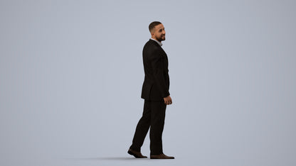 photogrammetry 3D man business, realistic human model archviz FBX, side view render