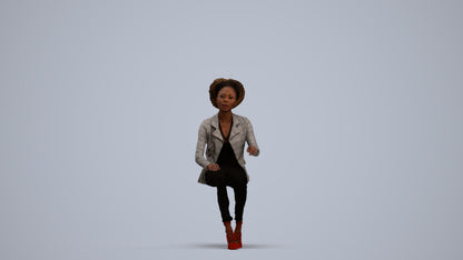 3D scanned woman sitting business, photorealistic archviz people for Enscape and SketchUp, standing pose render