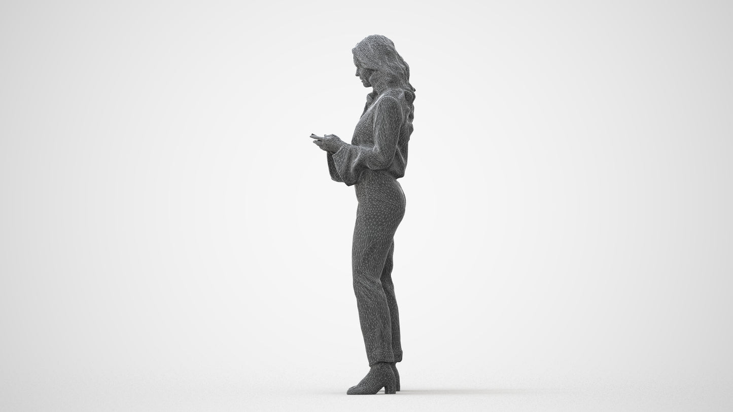 scanned 3D woman business standing, photogrammetry people for Enscape and V-Ray, square thumbnail