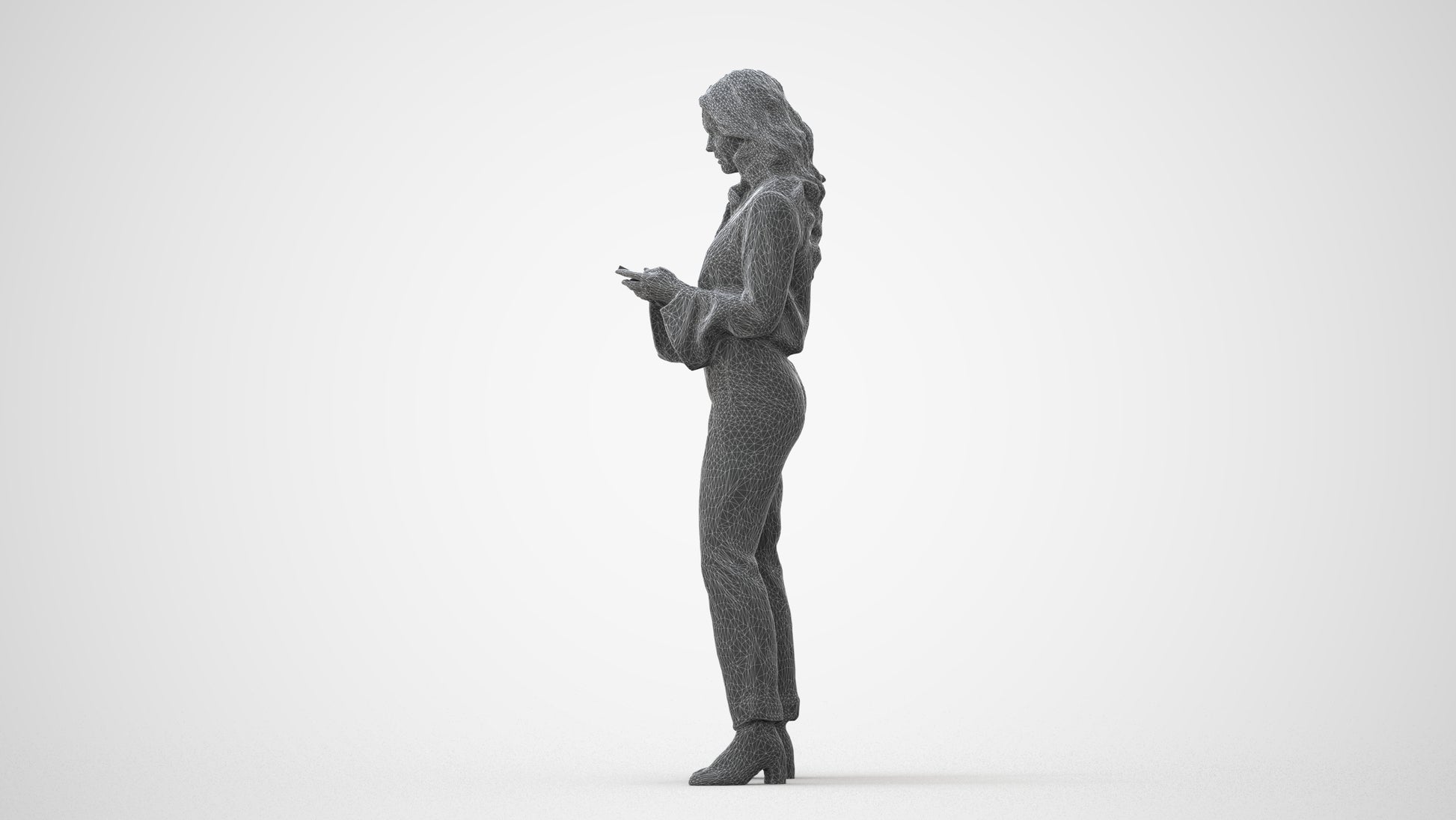 scanned 3D woman business standing, photogrammetry people for Enscape and V-Ray, square thumbnail