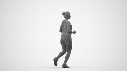 realistic 3D woman sport, scanned archviz people for Blender and 3ds Max, wireframe side view