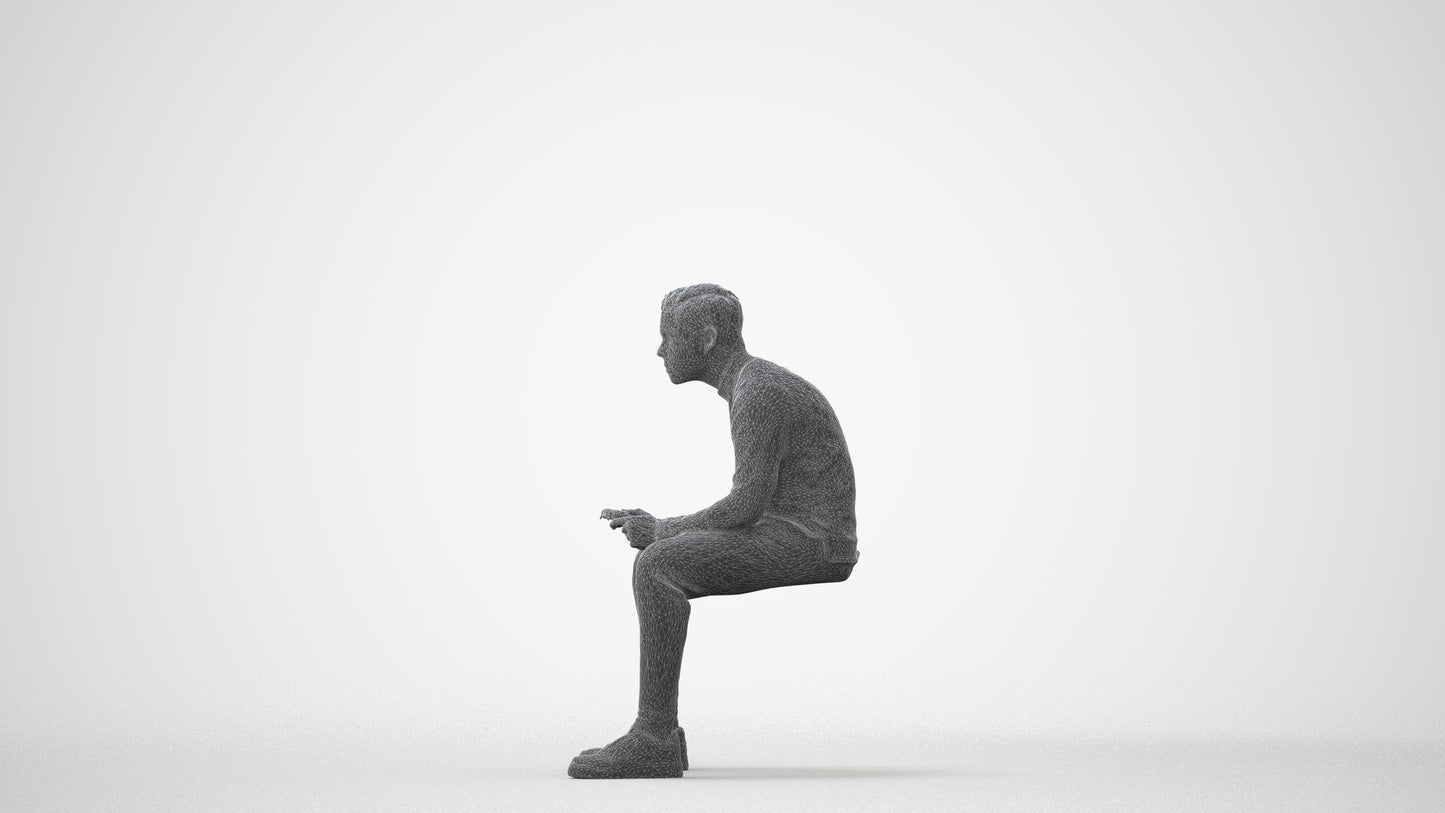 3D human model boy casual kids, photogrammetry scanned person for archviz, square thumbnail