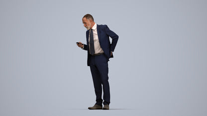 realistic 3D senior man business, scanned archviz people for Blender and 3ds Max, top-down view render