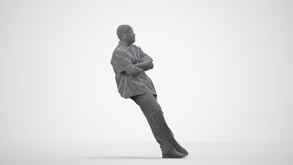 3D scanned man hospitality, photorealistic archviz people for Enscape and SketchUp, wireframe side view