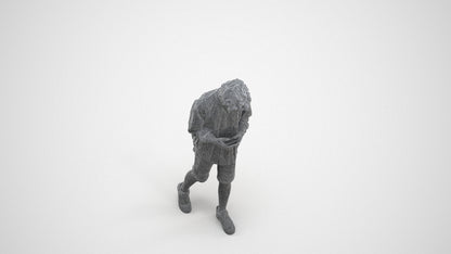 3D human model boy casual kids, photogrammetry scanned person for archviz, wireframe three-quarter view