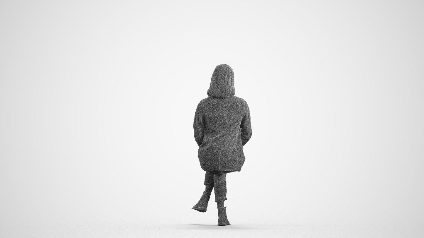 scanned 3D woman business, photogrammetry people for Enscape and V-Ray, wireframe front view
