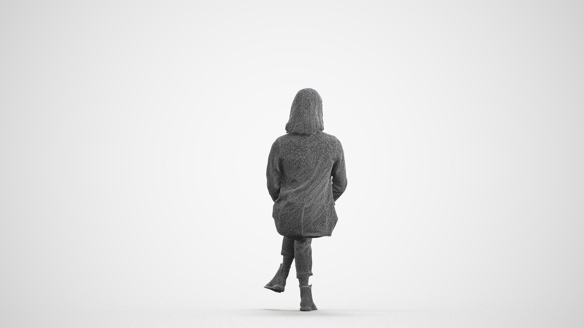 scanned 3D woman business, photogrammetry people for Enscape and V-Ray, wireframe front view