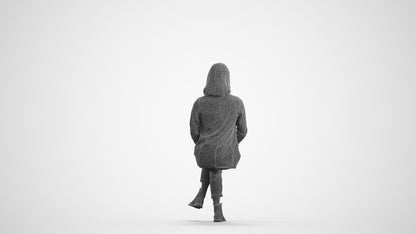 scanned 3D woman business, photogrammetry people for Enscape and V-Ray, wireframe front view