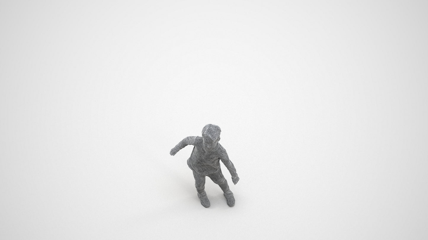 photogrammetry 3D boy casual kids, realistic human model archviz FBX, wireframe three-quarter view