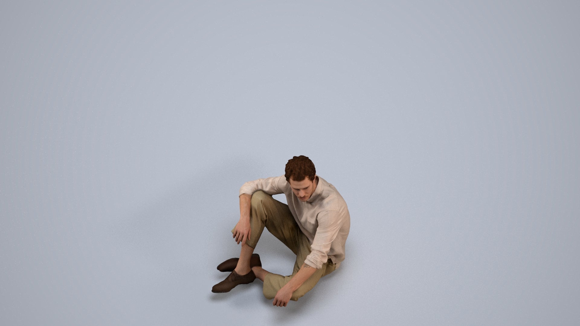 scanned 3D man casual sitting, photogrammetry people for Enscape and V-Ray, back view render