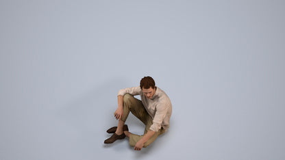 scanned 3D man casual sitting, photogrammetry people for Enscape and V-Ray, back view render