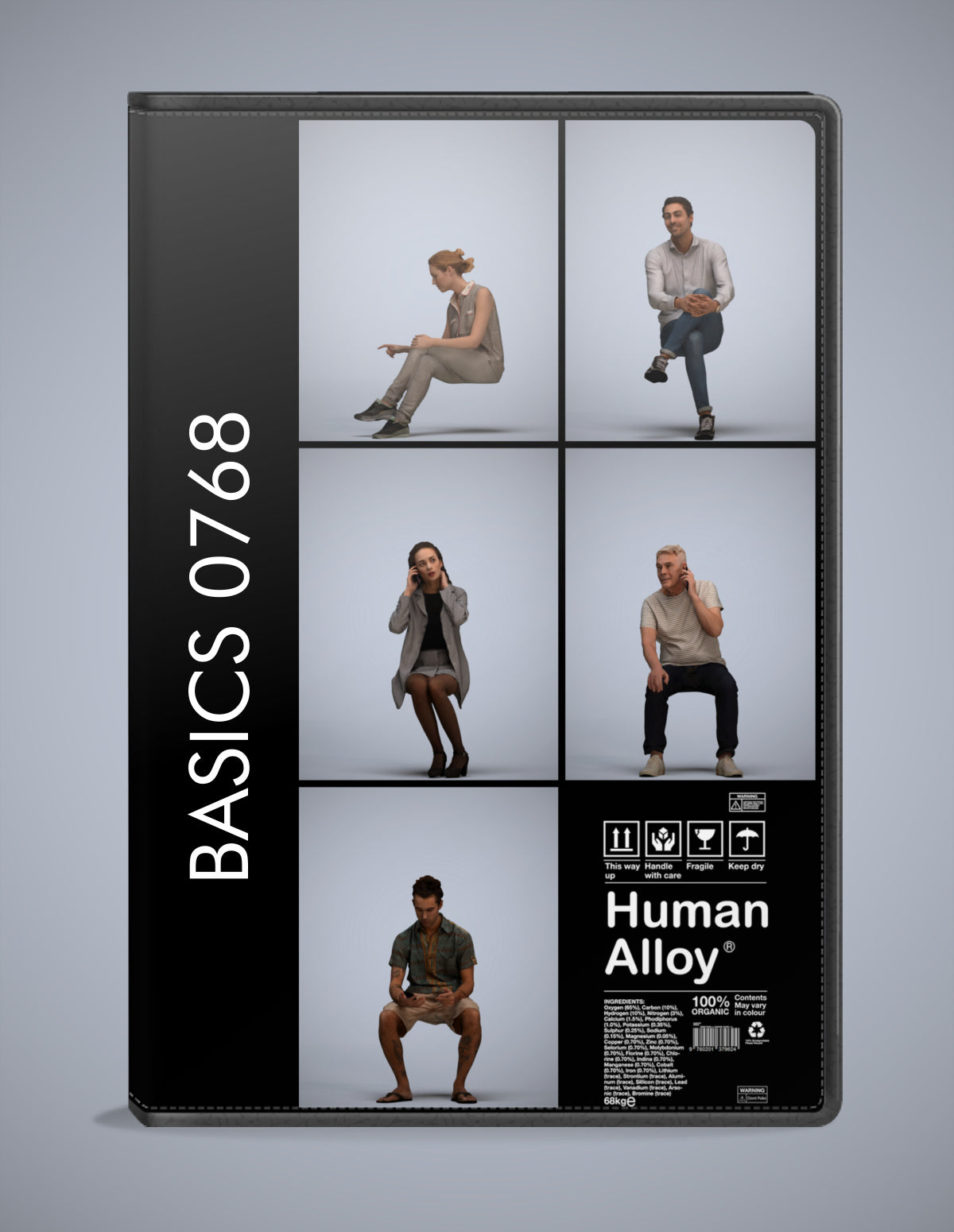 realistic 3D people sitting set, 5 render-ready models for V-Ray and Corona