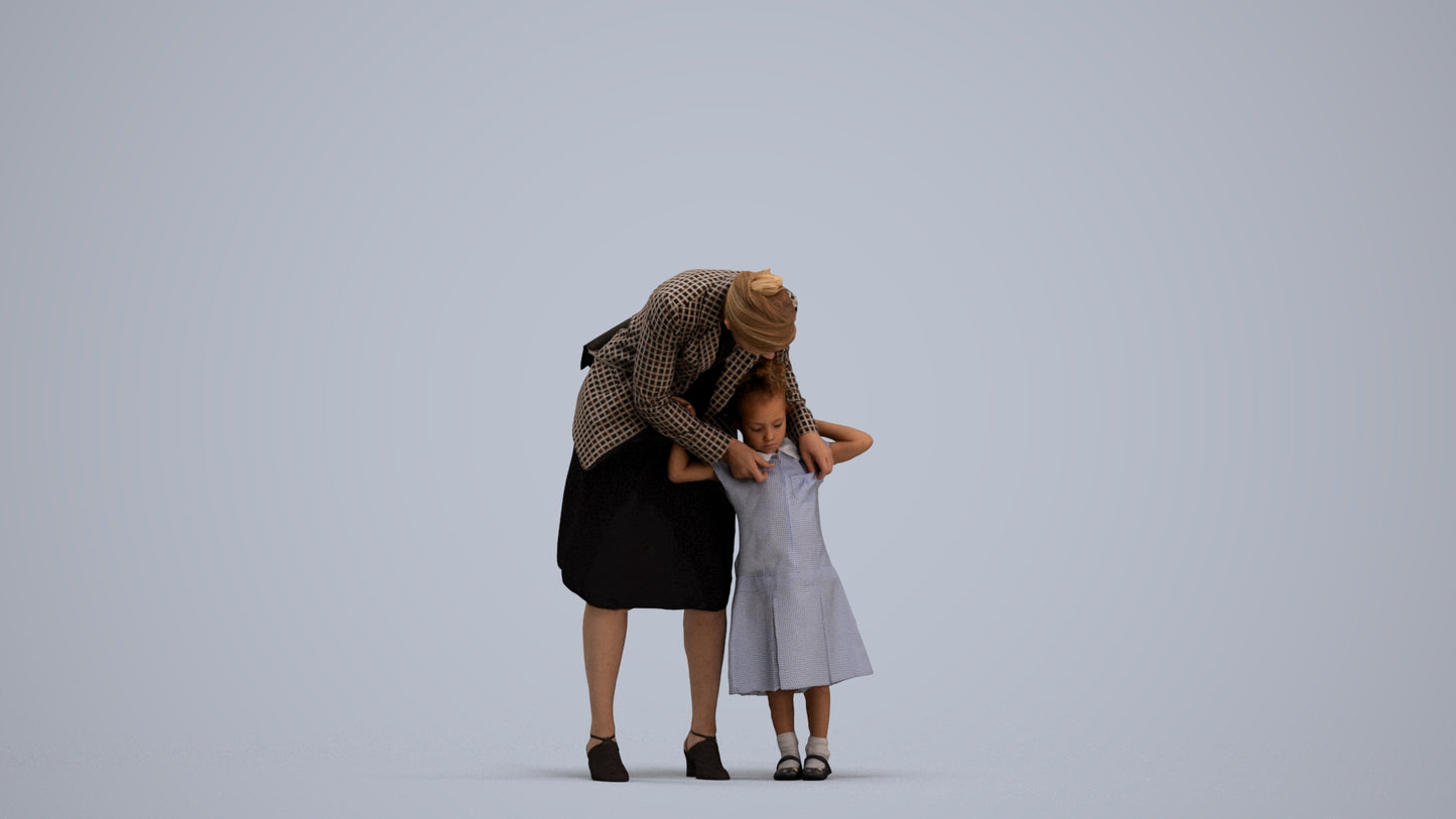 realistic 3D human girl casual kids, archviz people FBX OBJ for Blender, standing pose render