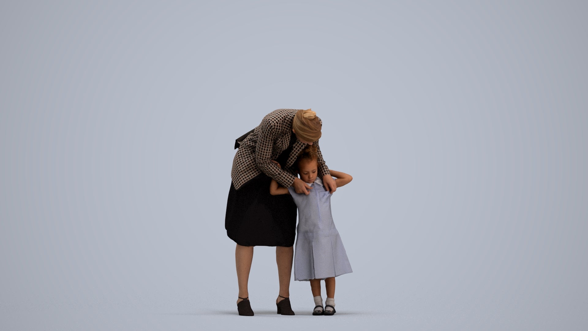 realistic 3D human girl casual kids, archviz people FBX OBJ for Blender, standing pose render