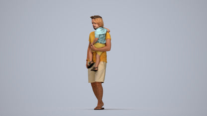 realistic 3D human boy casual kids, archviz people FBX OBJ for Blender, top-down view render