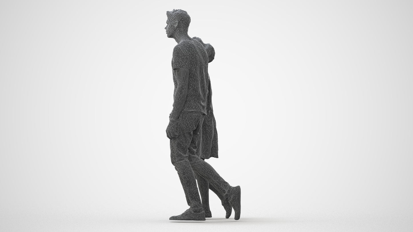 3D human model woman casual couple, photogrammetry scanned person for archviz, square thumbnail